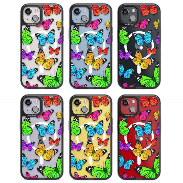 Vibrant Butterflies Magsafe Black Impact Phone Case for iPhone 13, iPhone 14, iPhone 15