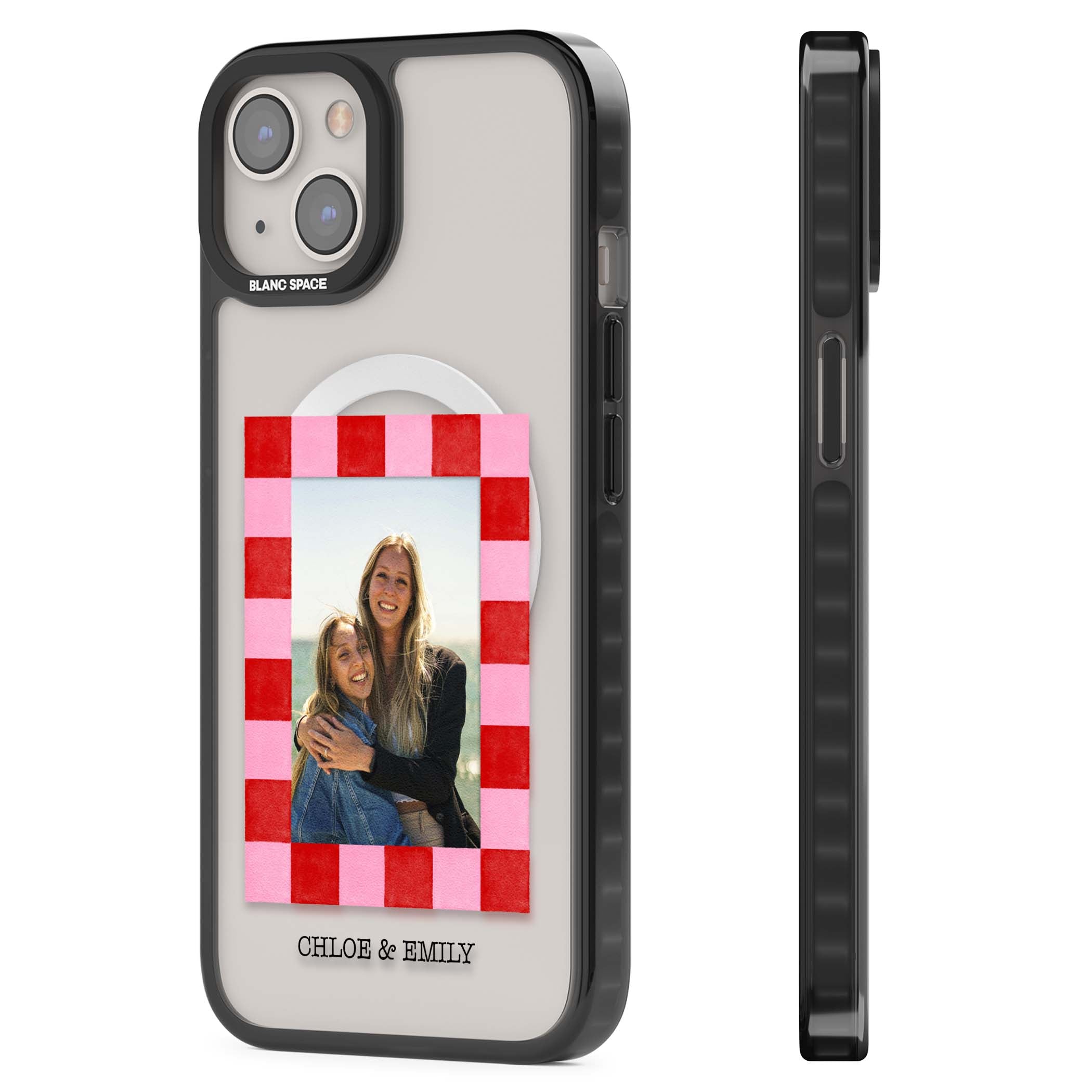 Bubblegum Check Photo for her iPhone case | Black Impact Magsafe case for iPhone 13, iPhone 14, iPhone 15