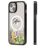 Personalised Garden Wildfowers Magsafe Black Impact Phone Case for iPhone 13, iPhone 14, iPhone 15