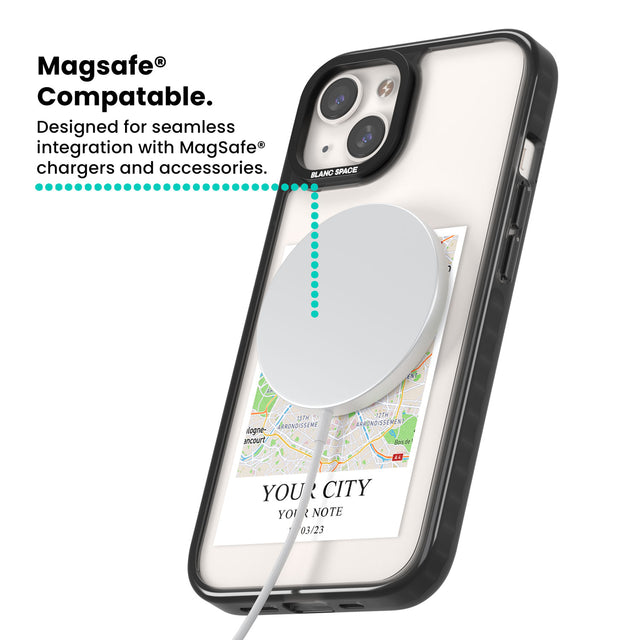 Personalised World Map Magsafe Black Impact Phone Case for iPhone 13, iPhone 14, iPhone 15