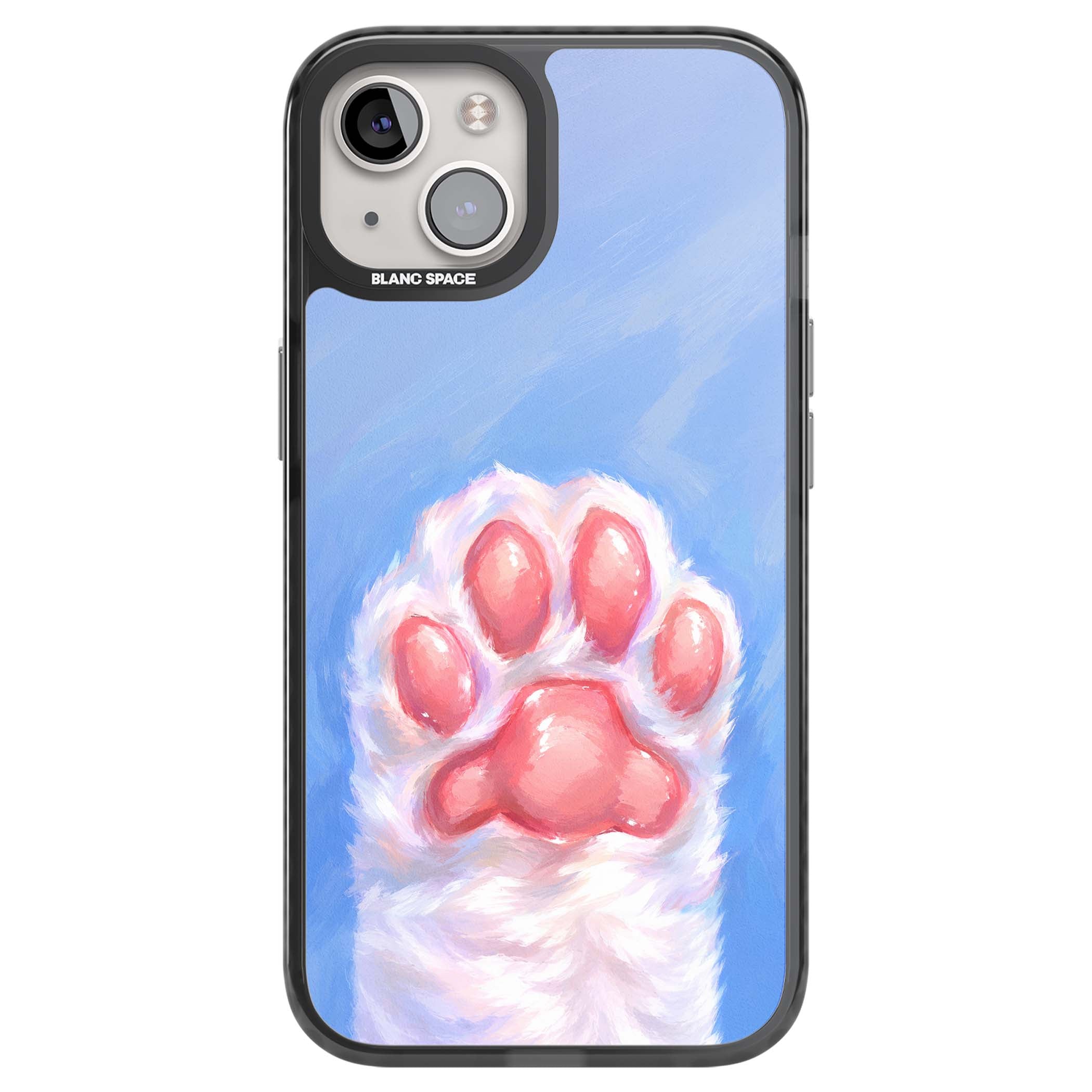 Soft White Paw cute iPhone case | Black Impact Magsafe case for iPhone 13, iPhone 14, iPhone 15