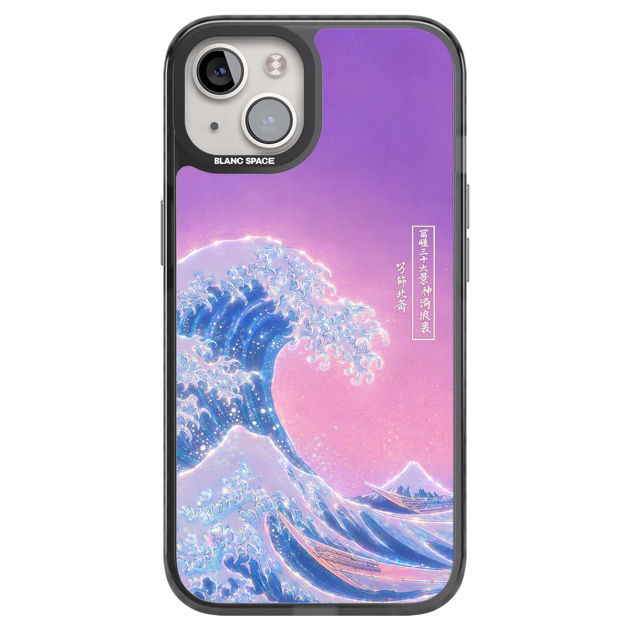 The Great Opal Wave Japanese iPhone case featuring Hokusai's great wave in iridescent pastels with lilac sky and Mou | Black Impact Magsafe case for iPhone 13, iPhone 14, iPhone 15