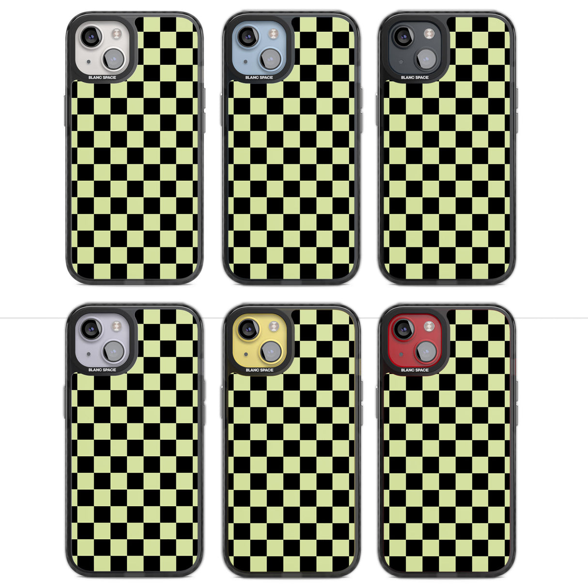 Black & Lime Check Magsafe Black Impact Phone Case for iPhone 13, iPhone 14, iPhone 15