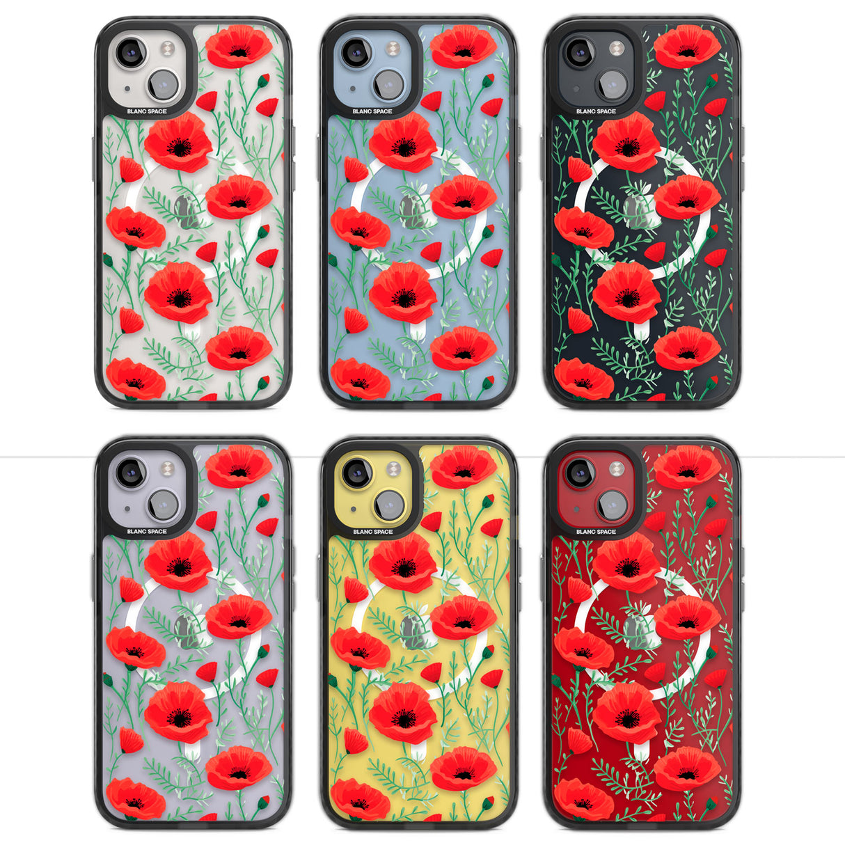 Poppy Garden Magsafe Black Impact Phone Case for iPhone 13, iPhone 14, iPhone 15