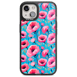 Tropical Pink Poppies Magsafe Black Impact Phone Case for iPhone 13, iPhone 14, iPhone 15