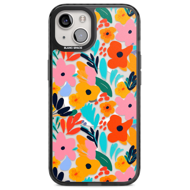 Floral Fiesta Magsafe Black Impact Phone Case for iPhone 13, iPhone 14, iPhone 15