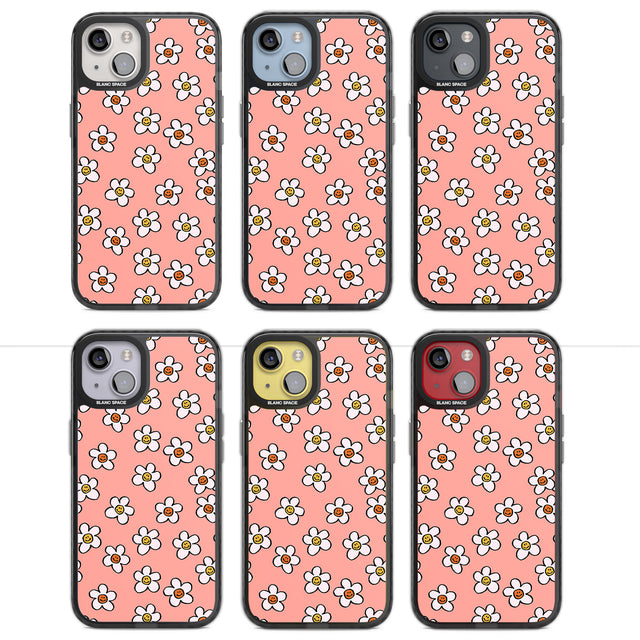 Peachy Daisy Smiles Magsafe Black Impact Phone Case for iPhone 13, iPhone 14, iPhone 15