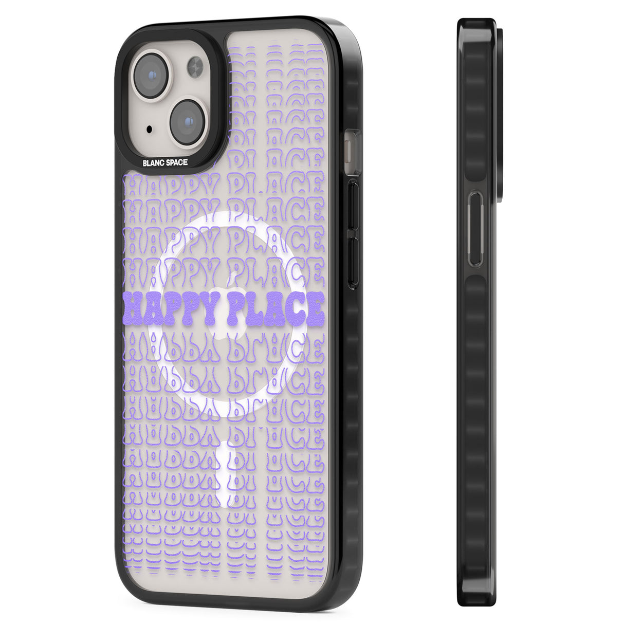 Happy Place (Purple) Magsafe Black Impact Phone Case for iPhone 13, iPhone 14, iPhone 15