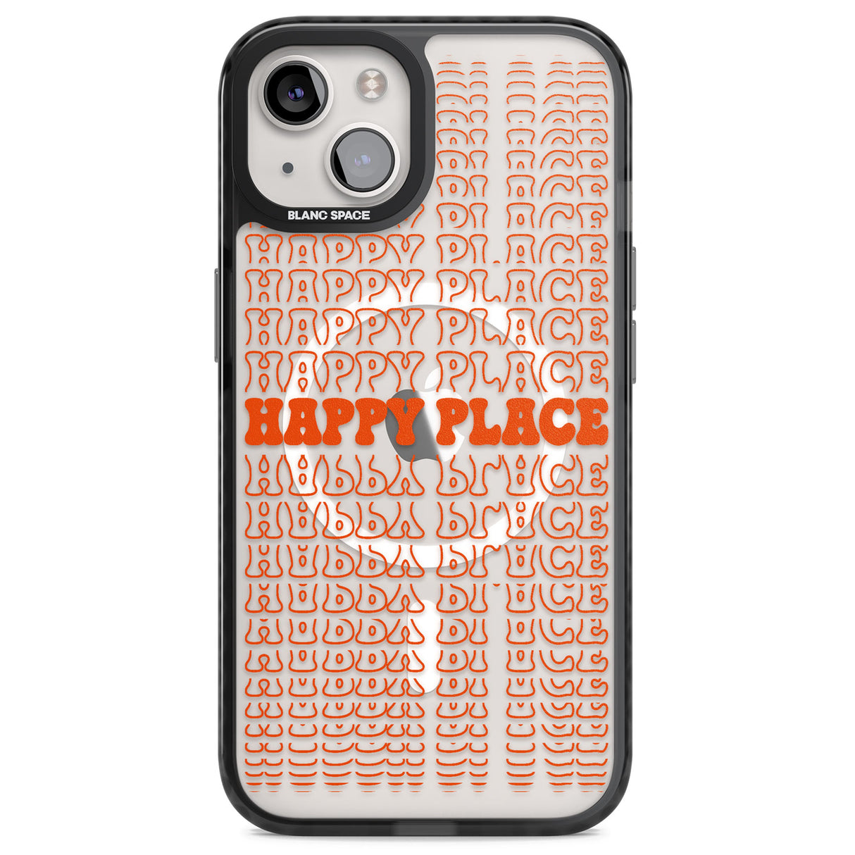 Happy Place (Orange) Magsafe Black Impact Phone Case for iPhone 13, iPhone 14, iPhone 15