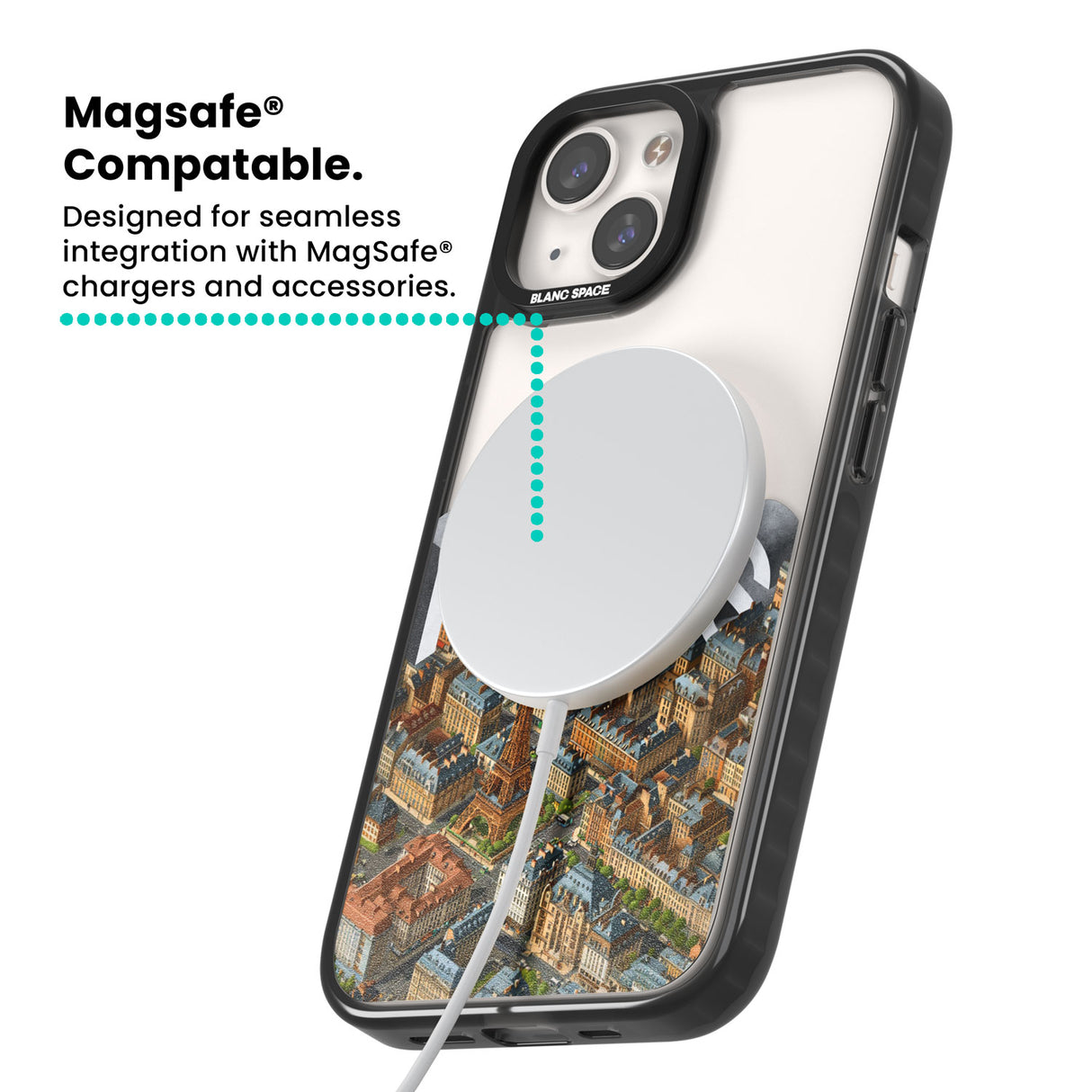 Paris Magsafe Black Impact Phone Case for iPhone 13, iPhone 14, iPhone 15