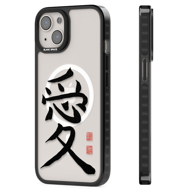 Japanese Kanji - Love Magsafe Black Impact Phone Case for iPhone 13, iPhone 14, iPhone 15