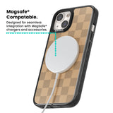 BEIGE CHECKERED Magsafe Black Impact Phone Case for iPhone 13, iPhone 14, iPhone 15