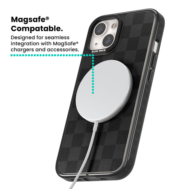 BLACK CHECKERED Magsafe Black Impact Phone Case for iPhone 13, iPhone 14, iPhone 15