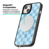 SKYBLUE CHECKERED Magsafe Black Impact Phone Case for iPhone 13, iPhone 14, iPhone 15