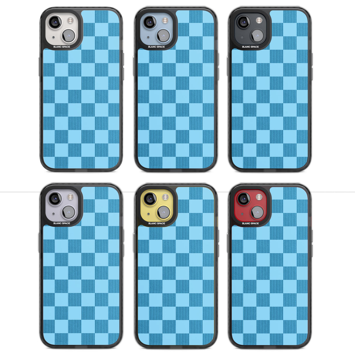 SKYBLUE CHECKERED Magsafe Black Impact Phone Case for iPhone 13, iPhone 14, iPhone 15