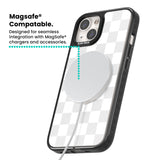 WHITE CHECKERED Magsafe Black Impact Phone Case for iPhone 13, iPhone 14, iPhone 15