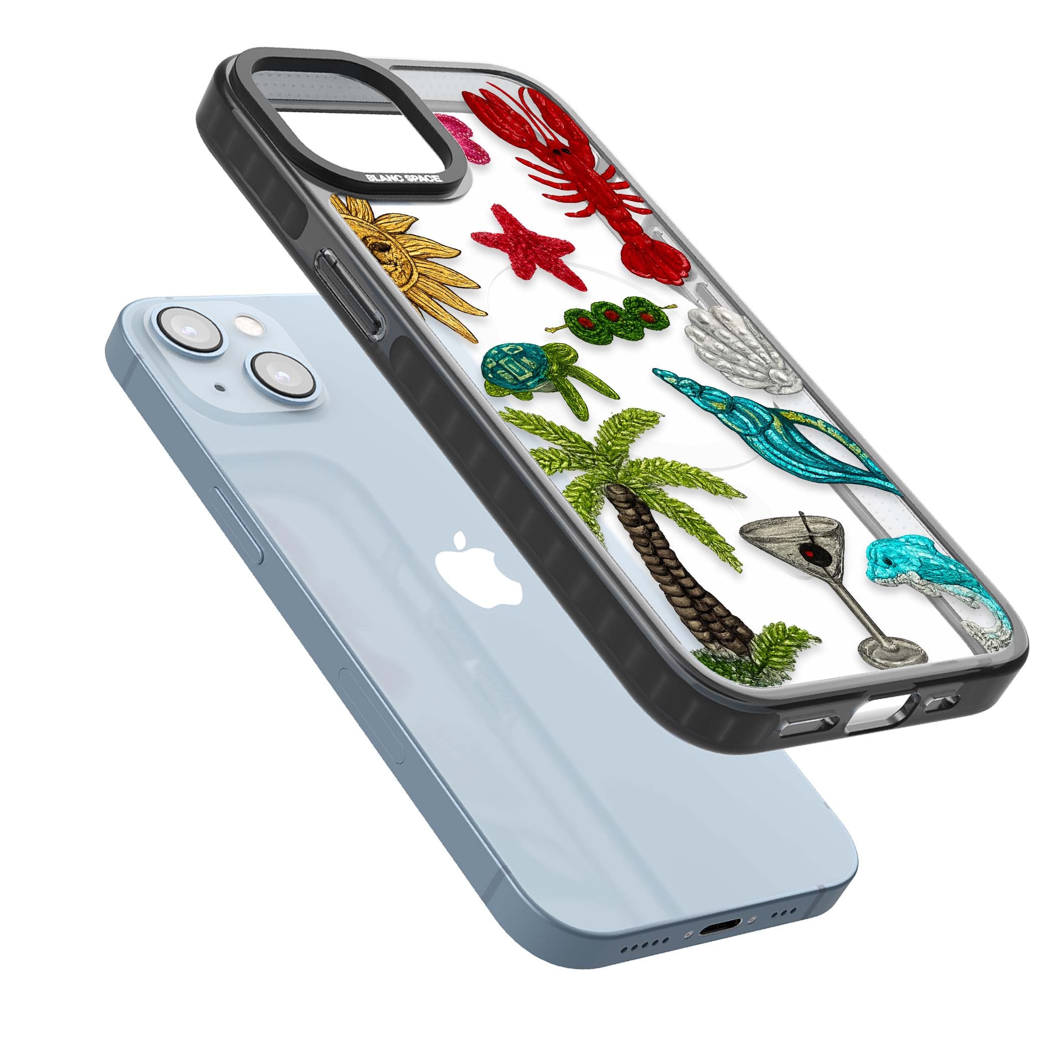 Painted Coastal Pattern coastal iPhone case | Black Impact Magsafe case for iPhone 13, iPhone 14, iPhone 15