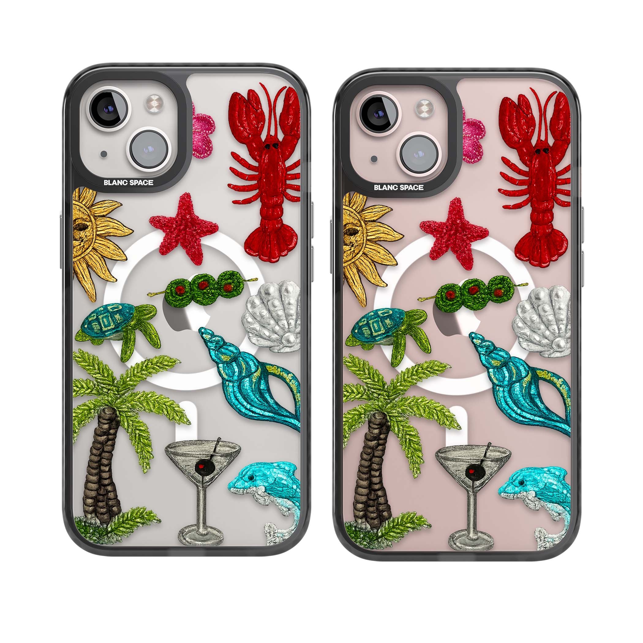 Painted Coastal Pattern coastal iPhone case | Black Impact Magsafe case for iPhone 13, iPhone 14, iPhone 15