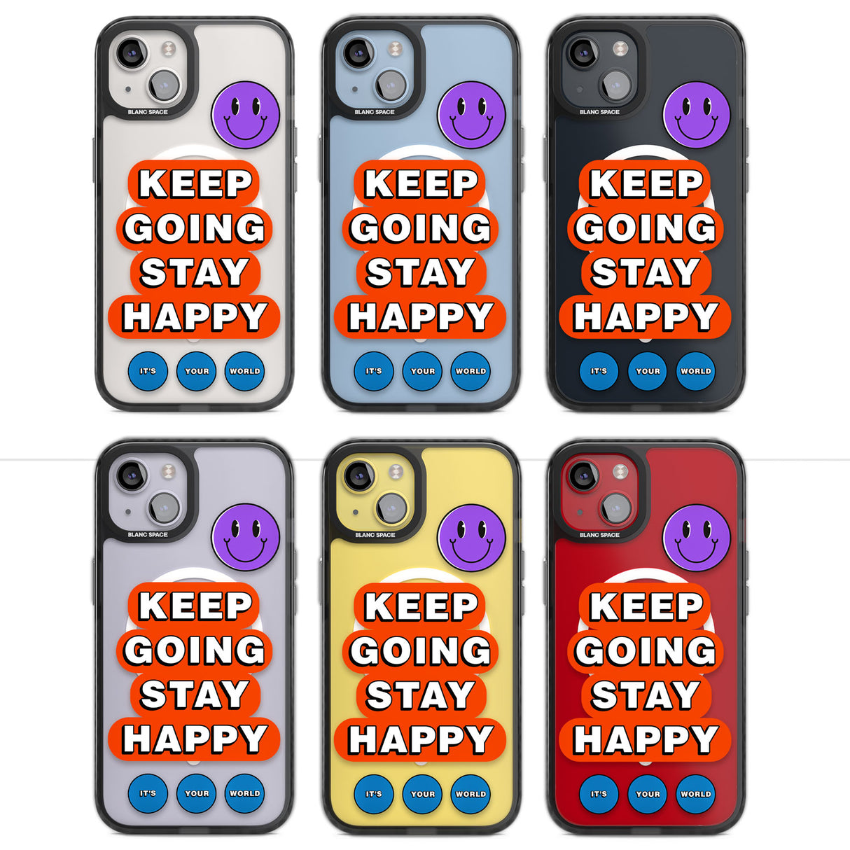 Keep Going Stay Happy Magsafe Black Impact Phone Case for iPhone 13, iPhone 14, iPhone 15