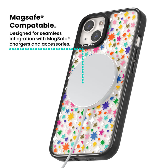 Rainbow Starburst Magsafe Black Impact Phone Case for iPhone 13, iPhone 14, iPhone 15