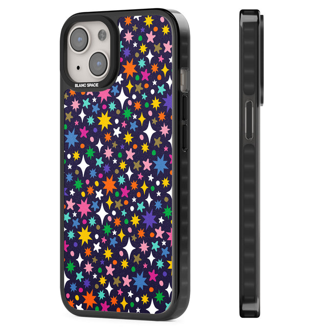 Rainbow Starburst (Purple) Magsafe Black Impact Phone Case for iPhone 13, iPhone 14, iPhone 15
