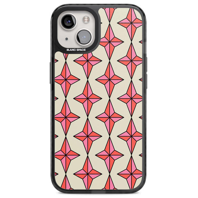 Rose Stars Pattern Magsafe Black Impact Phone Case for iPhone 13, iPhone 14, iPhone 15