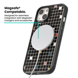 Earthtone Black Geometric Grid Magsafe Black Impact Phone Case for iPhone 13, iPhone 14, iPhone 15