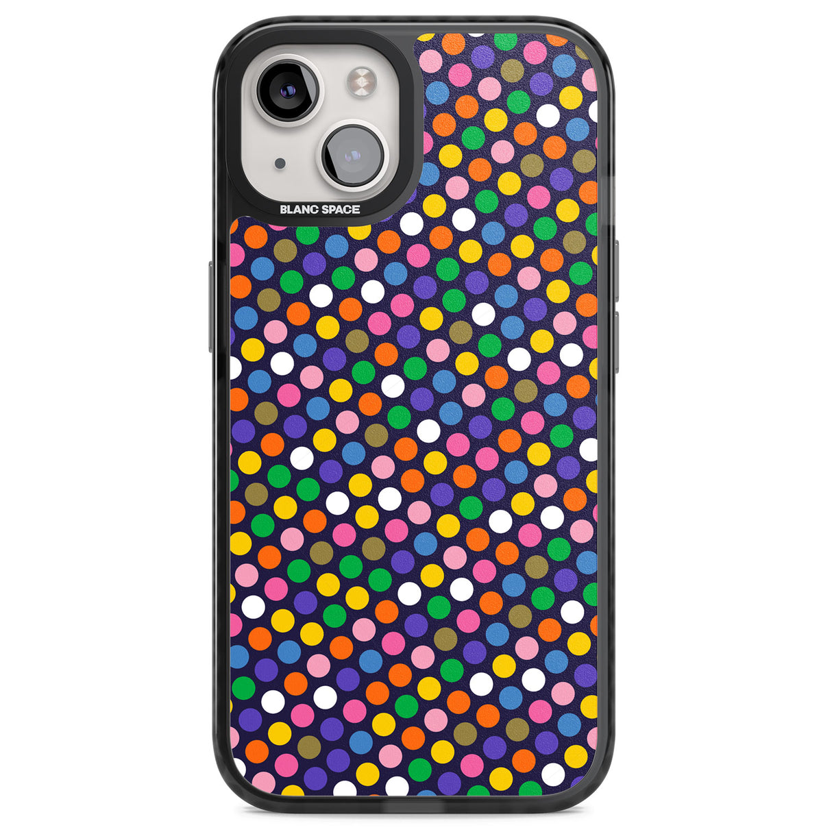 Multicolour Polka-dot Fiesta (Purple) Magsafe Black Impact Phone Case for iPhone 13, iPhone 14, iPhone 15