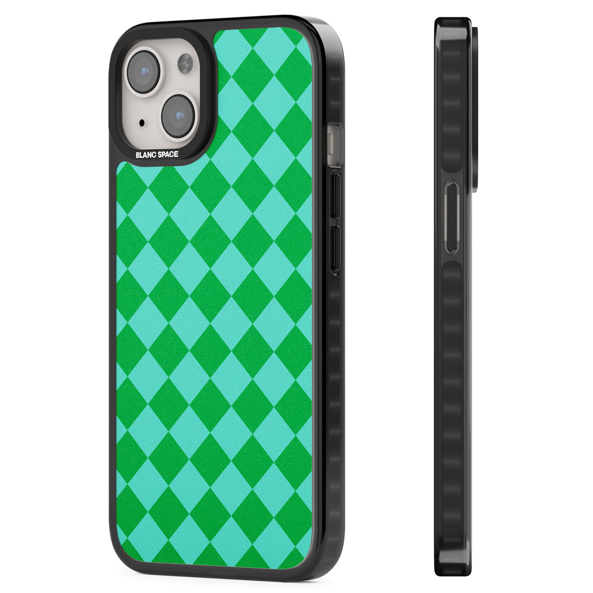 Retro Green Diamond Plaid Magsafe Black Impact Phone Case for iPhone 13, iPhone 14, iPhone 15