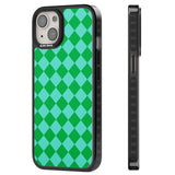 Retro Green Diamond Plaid Magsafe Black Impact Phone Case for iPhone 13, iPhone 14, iPhone 15