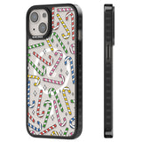 Colourful Stars & Candy Canes Magsafe Black Impact Phone Case for iPhone 13, iPhone 14, iPhone 15