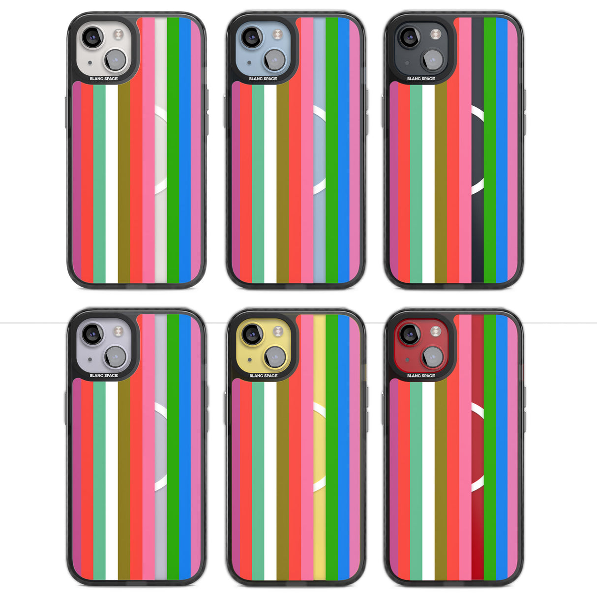 Vibrant Stripes Magsafe Black Impact Phone Case for iPhone 13, iPhone 14, iPhone 15