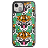 Fierce Jungle Tigers (Green) Magsafe Black Impact Phone Case for iPhone 13, iPhone 14, iPhone 15