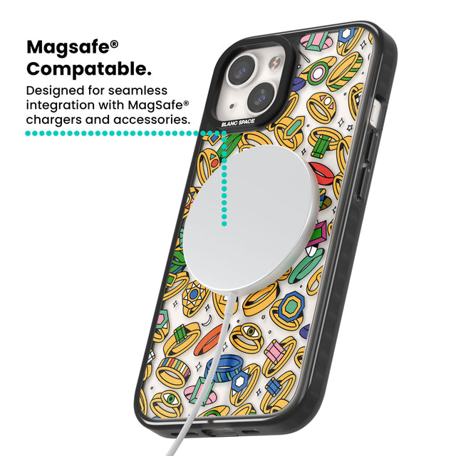 Gemstone Glitz Magsafe Black Impact Phone Case for iPhone 13, iPhone 14, iPhone 15