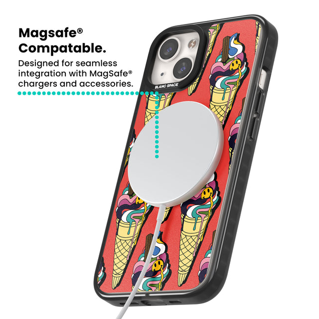 Trip & Drip Ice Cream (Red) Magsafe Black Impact Phone Case for iPhone 13, iPhone 14, iPhone 15