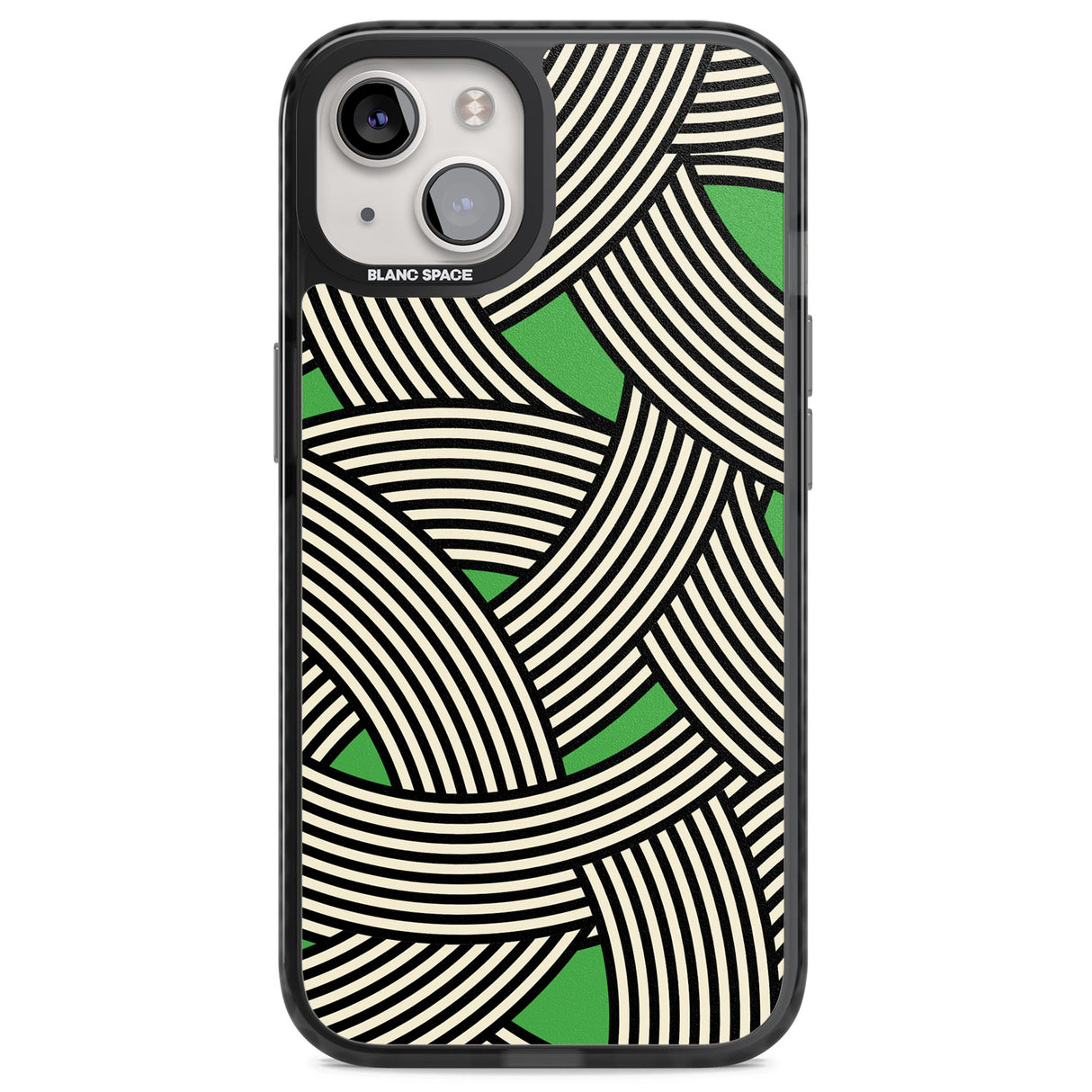 Green Optic Waves Magsafe Black Impact Phone Case for iPhone 13, iPhone 14, iPhone 15