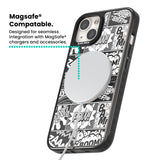 Onomatopoeia (Black & White) Magsafe Black Impact Phone Case for iPhone 13, iPhone 14, iPhone 15