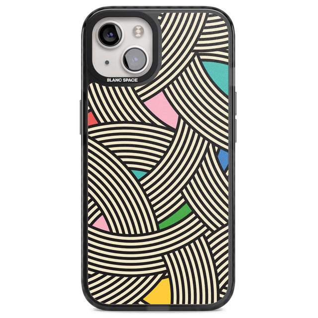Multicolour Optic Waves Magsafe Black Impact Phone Case for iPhone 13, iPhone 14, iPhone 15