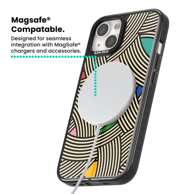 Multicolour Optic Waves Magsafe Black Impact Phone Case for iPhone 13, iPhone 14, iPhone 15
