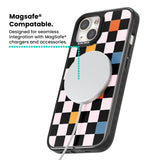 Vibrant Retro Checkered Magsafe Black Impact Phone Case for iPhone 13, iPhone 14, iPhone 15