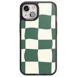 Green & Cream Wavy Check Magsafe Black Impact Phone Case for iPhone 13, iPhone 14, iPhone 15