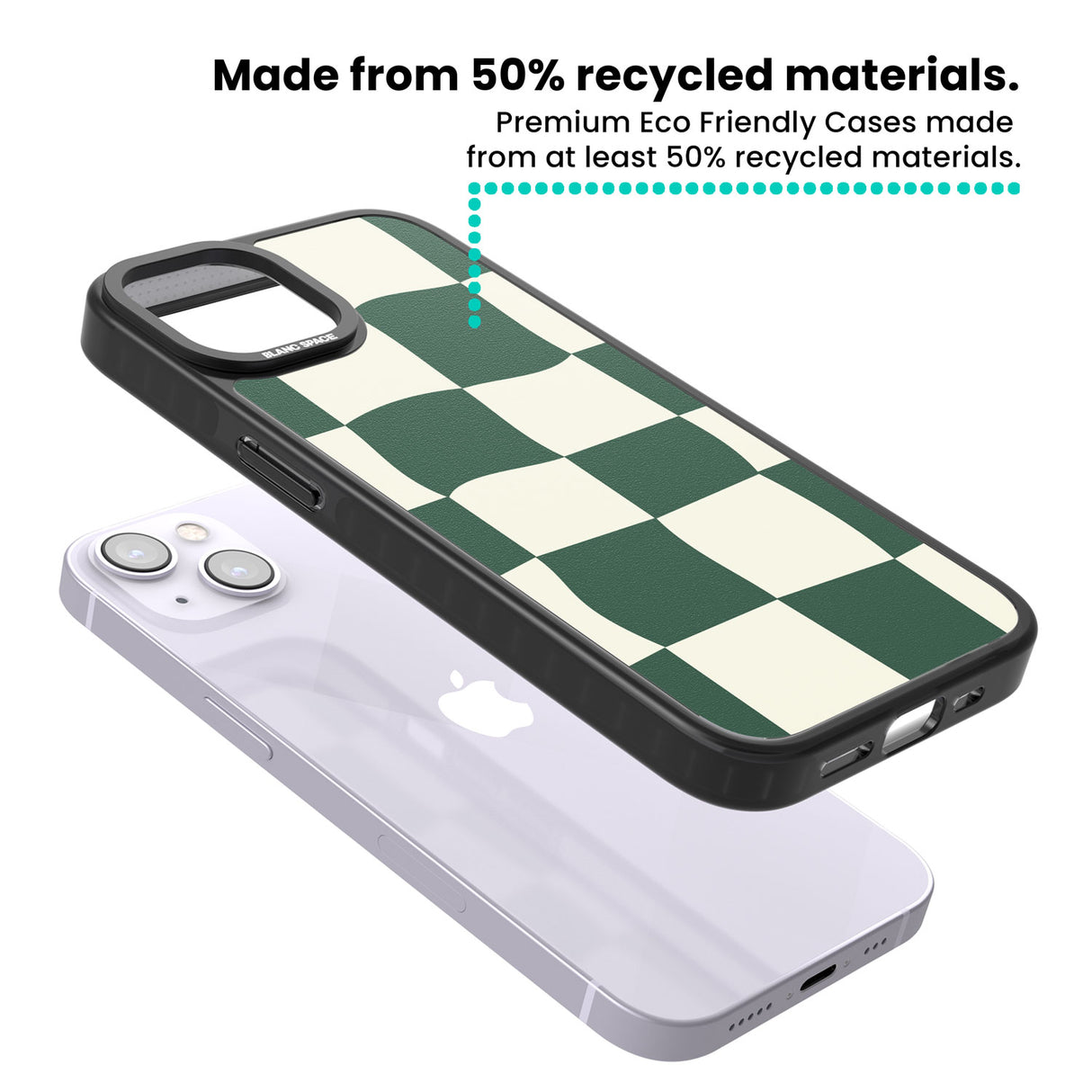 Green & Cream Wavy Check Magsafe Black Impact Phone Case for iPhone 13, iPhone 14, iPhone 15