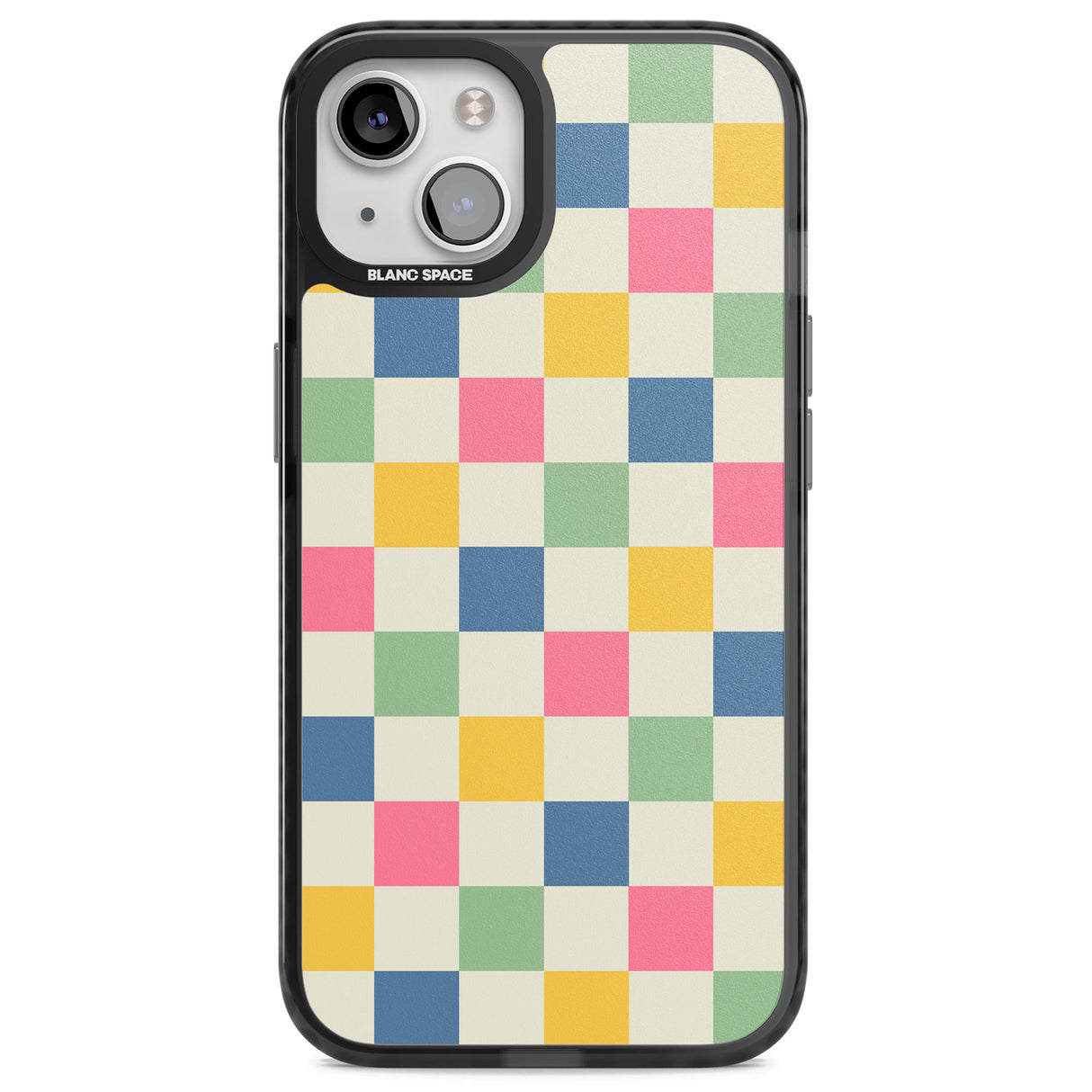 Pastel Multicolor Checkered Magsafe Black Impact Phone Case for iPhone 13, iPhone 14, iPhone 15