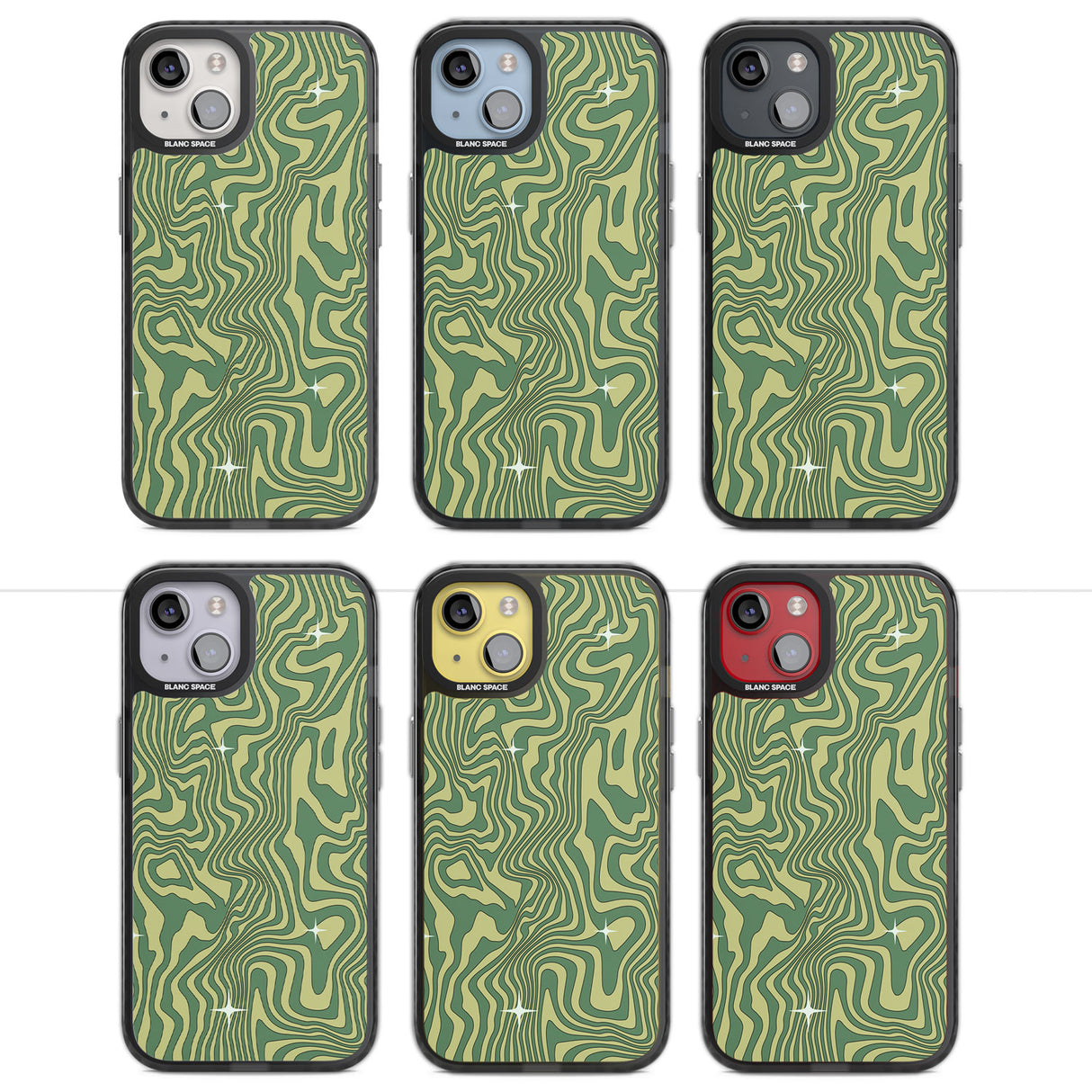 Green Abstract Wave Magsafe Black Impact Phone Case for iPhone 13, iPhone 14, iPhone 15