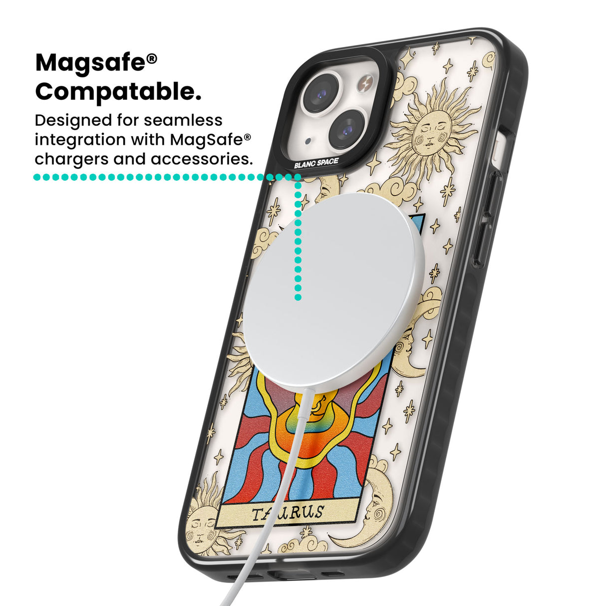 Celestial Zodiac - Taurus Magsafe Black Impact Phone Case for iPhone 13, iPhone 14, iPhone 15