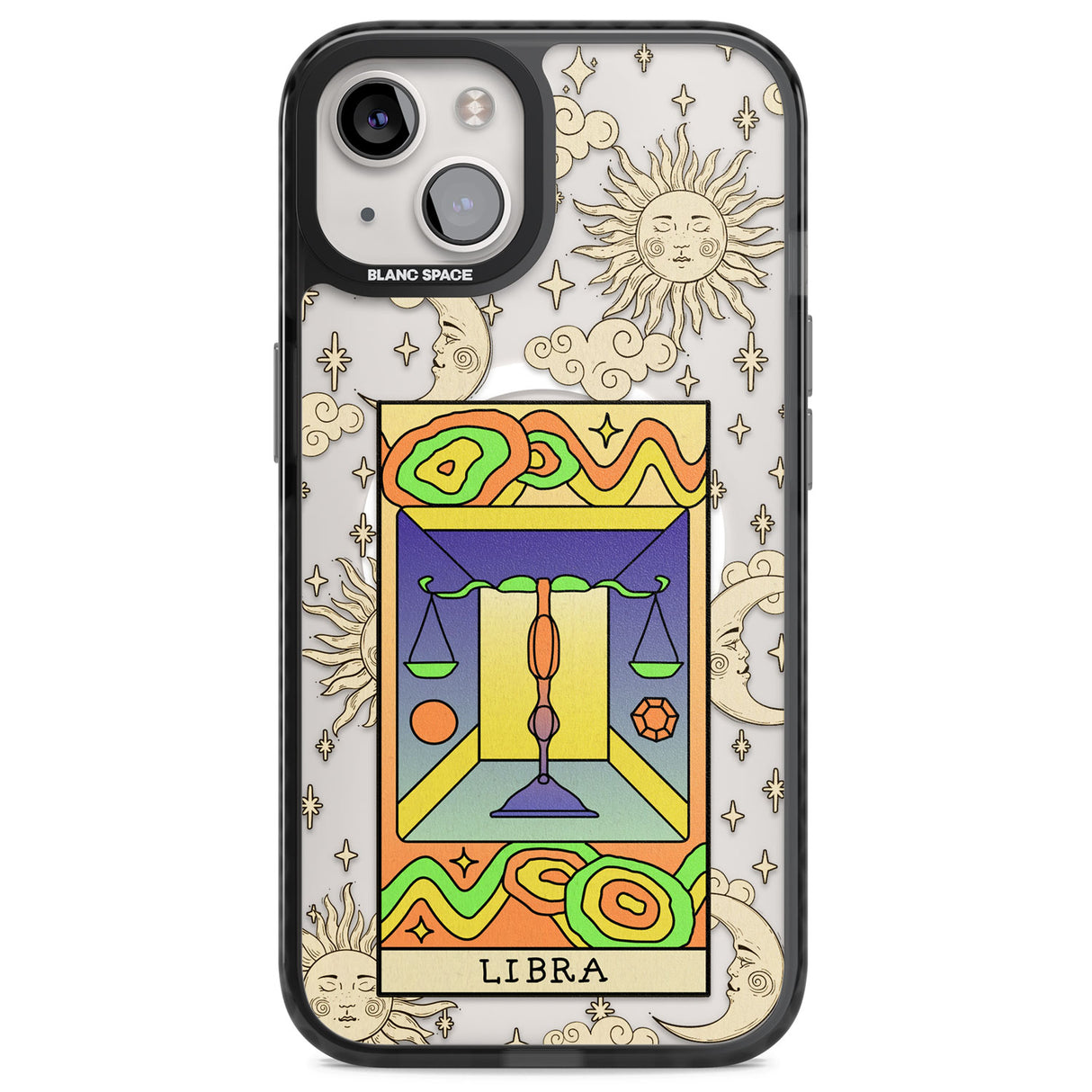Celestial Zodiac - Libra Magsafe Black Impact Phone Case for iPhone 13, iPhone 14, iPhone 15