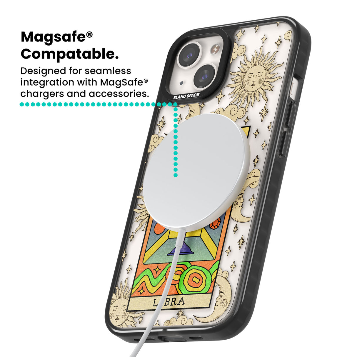 Celestial Zodiac - Libra Magsafe Black Impact Phone Case for iPhone 13, iPhone 14, iPhone 15