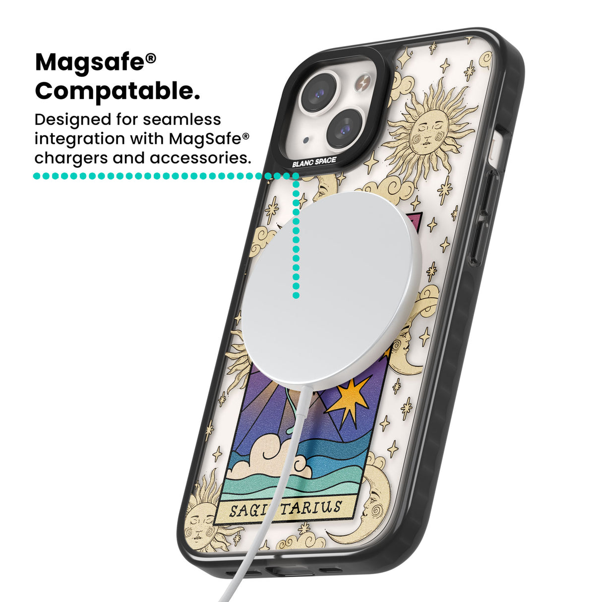 Celestial Zodiac - Sagittarius Magsafe Black Impact Phone Case for iPhone 13, iPhone 14, iPhone 15