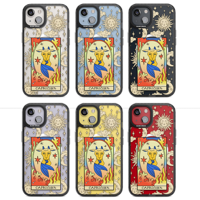 Celestial Zodiac - Capricorn Magsafe Black Impact Phone Case for iPhone 13, iPhone 14, iPhone 15