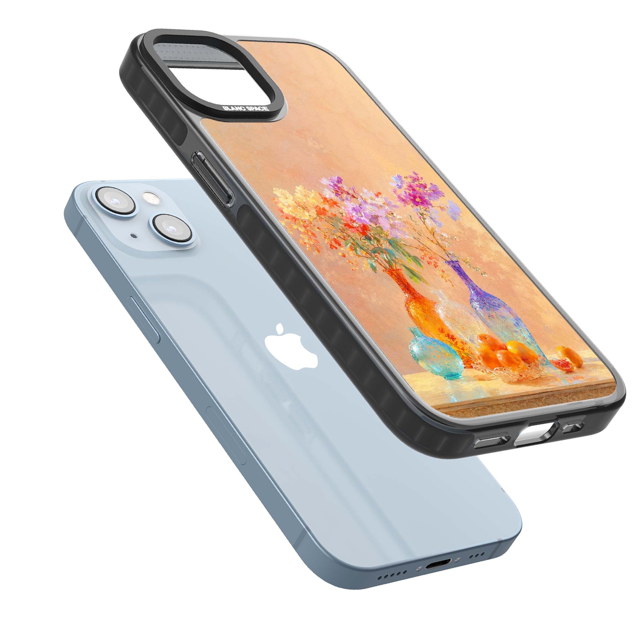 Peach Glass art iPhone case | Black Impact Magsafe case for iPhone 13, iPhone 14, iPhone 15